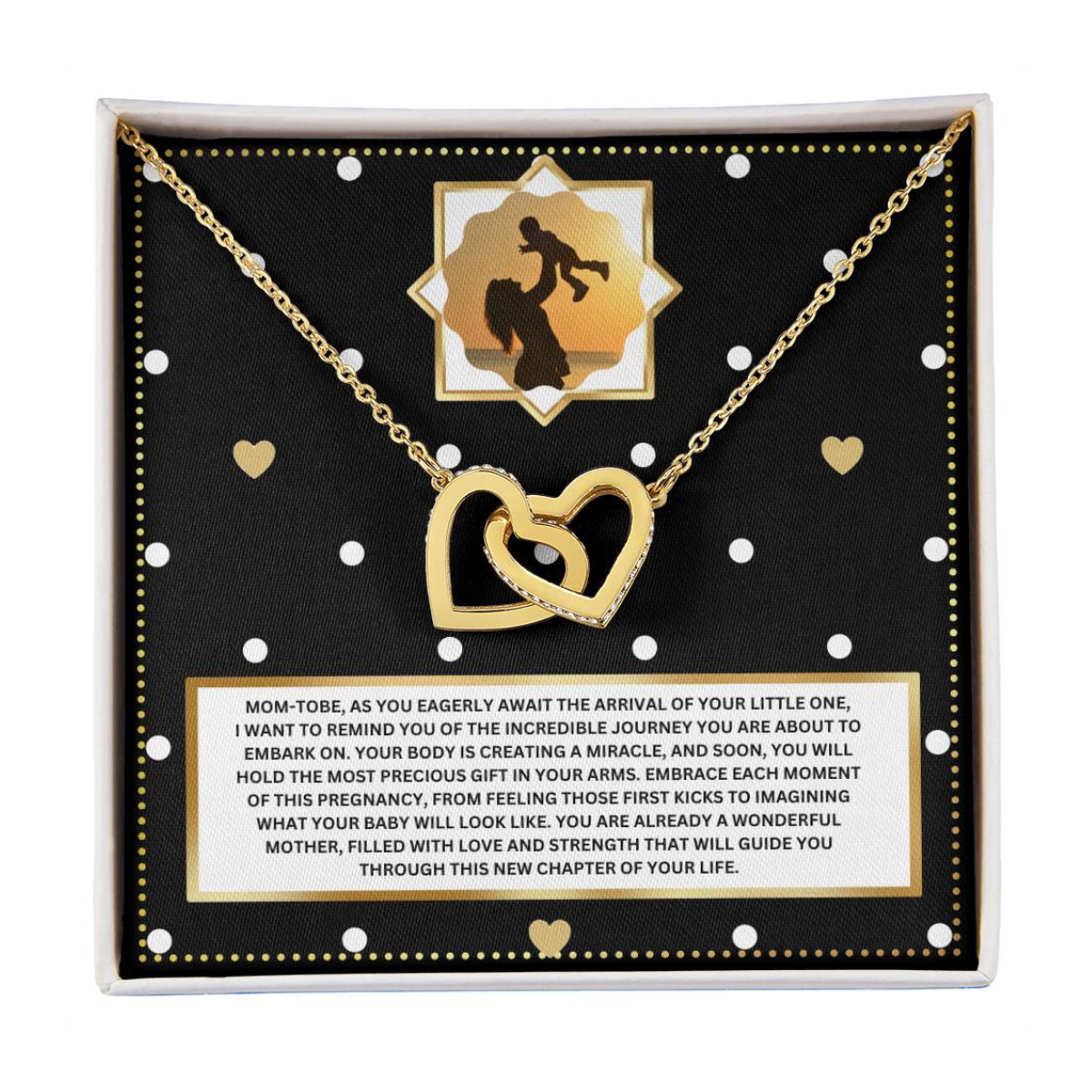 JGF Jewelry Gifts for Family Sterling Silver Interlocking Heart Necklace Mom To Be Card Mothers Day