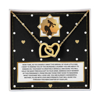 JGF Jewelry Gifts for Family Sterling Silver Interlocking Heart Necklace Mom To Be Card Mothers Day