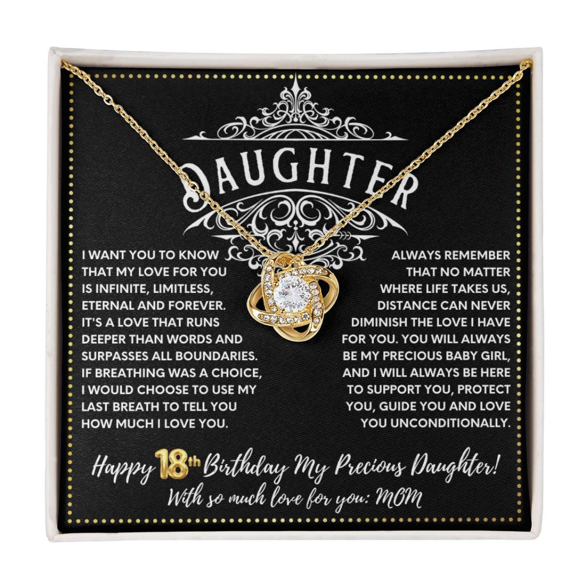 JGF Jewelry Gifts for Family 18 Year Old Girl Birthday Gifts From Mom Love Knot Necklace