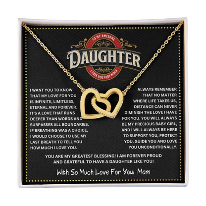 JGF Jewelry Gifts for Family I love You Daughter Necklace From Mom Double Heart