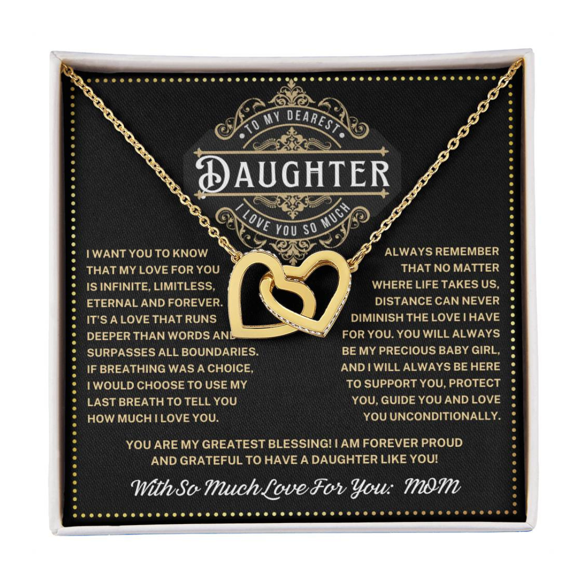 JGF Jewelry Gifts for Family Interlocking Heart Necklace To Our Daughter Gifts From Mom And Dad