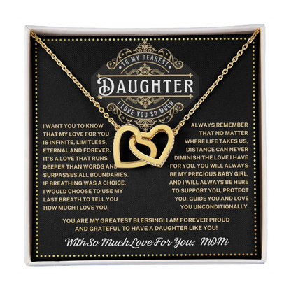 JGF Jewelry Gifts for Family Interlocking Heart Necklace To Our Daughter Gifts From Mom And Dad