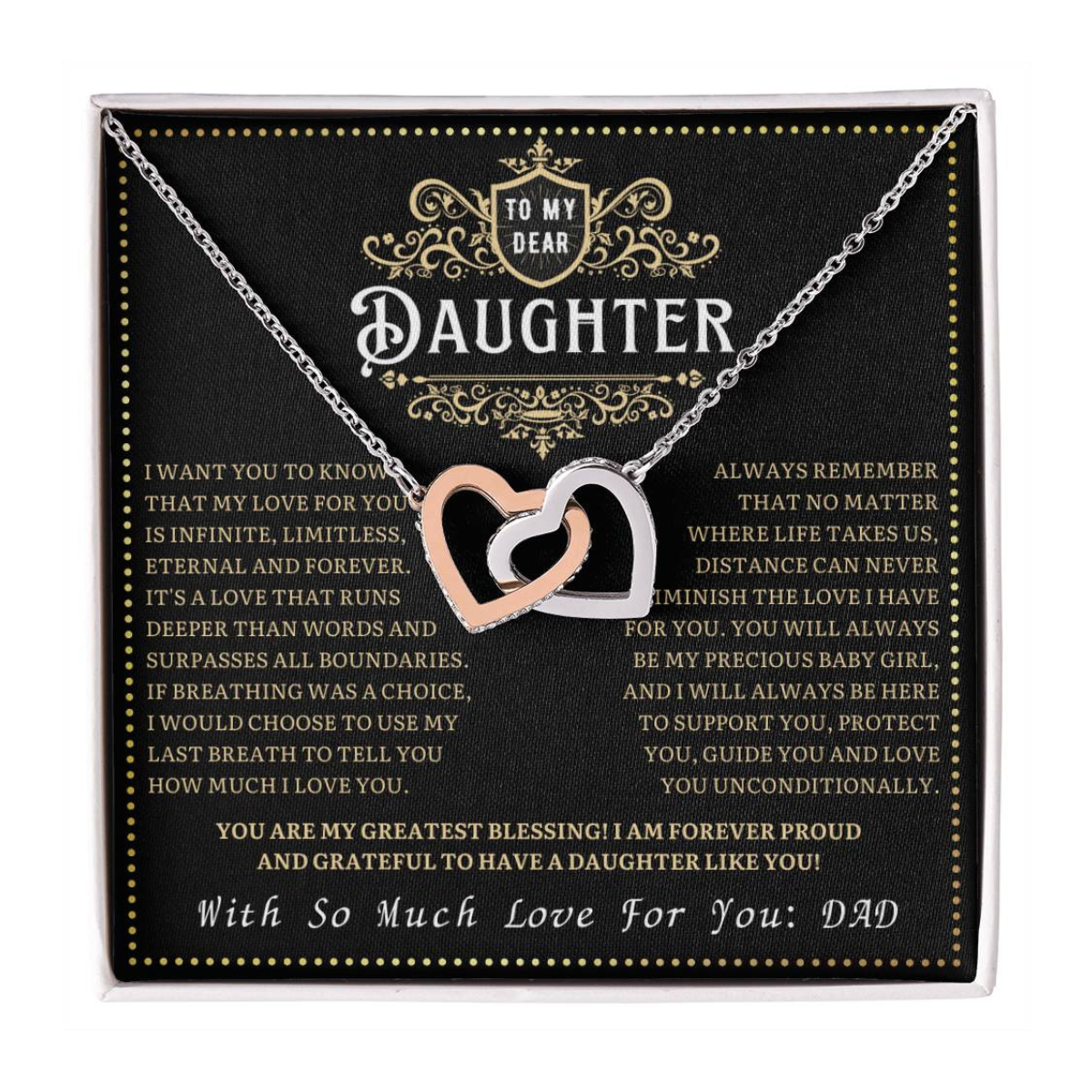 JGF Jewelry Gifts for Family Interlocking Hearts Necklace For Daughter From Dad