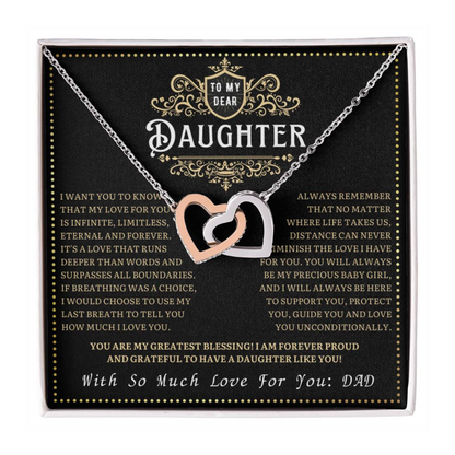 JGF Jewelry Gifts for Family Interlocking Hearts Necklace For Daughter From Dad