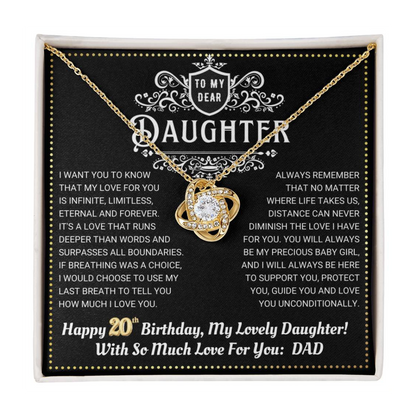 JGF Jewelry Gifts for Family Daughter 20th Birthday From Dad Love Knot Necklace