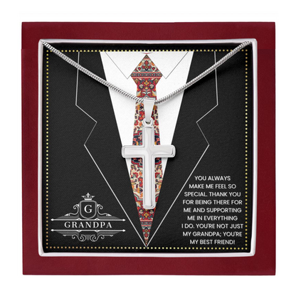JGF Jewelry Gifts for Family To My Grandpa Fathers Day Gift Cross Necklace For Grandpa And Men