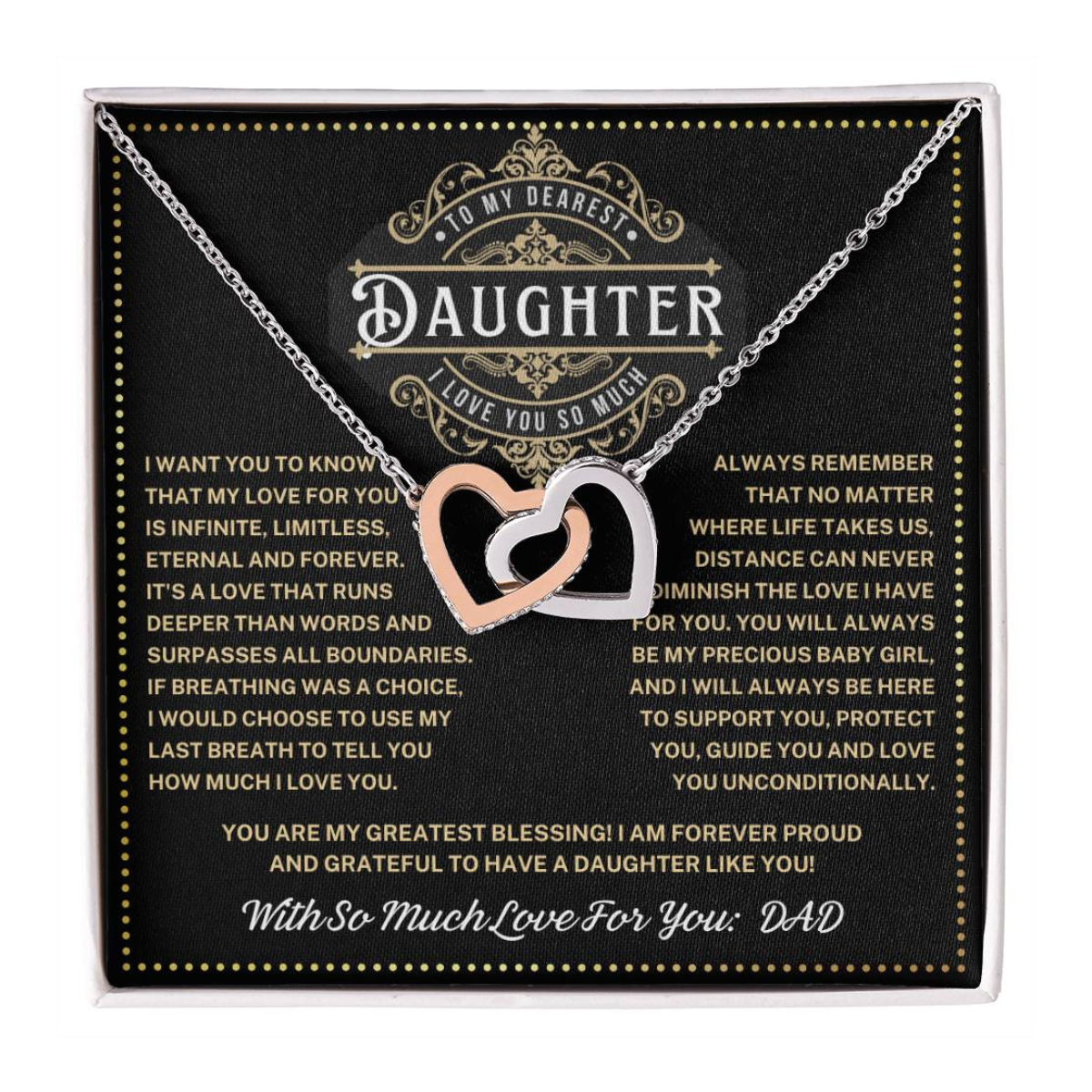 JGF Jewelry Gifts for Family High School Graduation Gifts For Daughter From Dad Interlocking Hearts Necklace