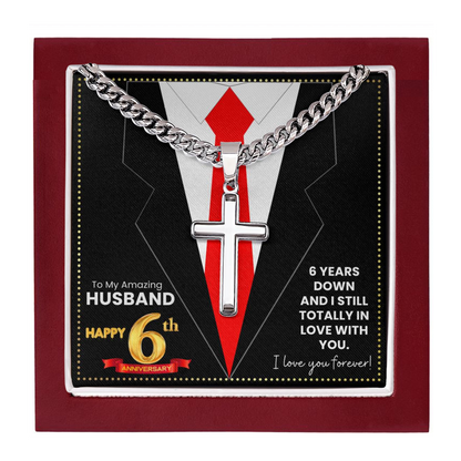JGF Jewelry Gifts for Family Happy 6th Anniversary For Husband Cross Necklace For Men