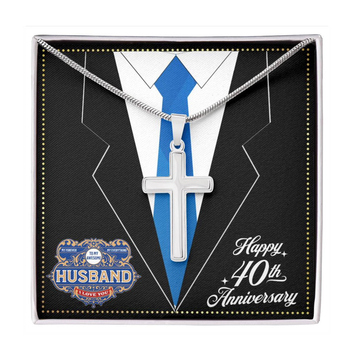 JGF Jewelry Gifts for Family 40 Year 40th Wedding Anniversary For Him Husband