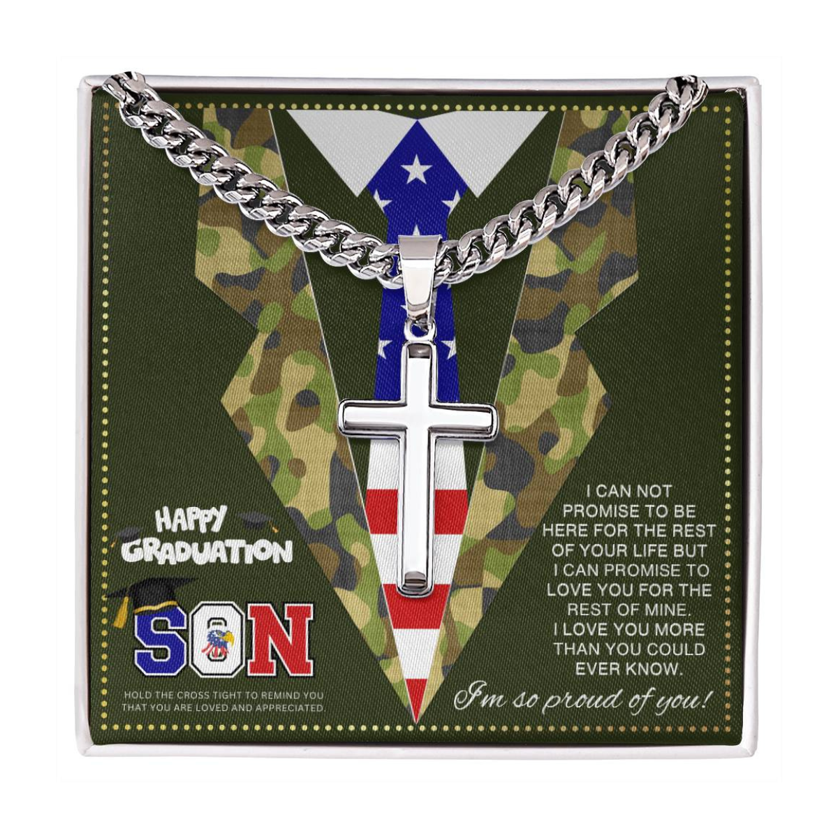 JGF Jewelry Gifts for Family Army Gifts for Men in Military Graduation Gifts For My Son Cross Necklace
