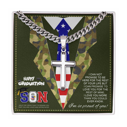 JGF Jewelry Gifts for Family Army Gifts for Men in Military Graduation Gifts For My Son Cross Necklace