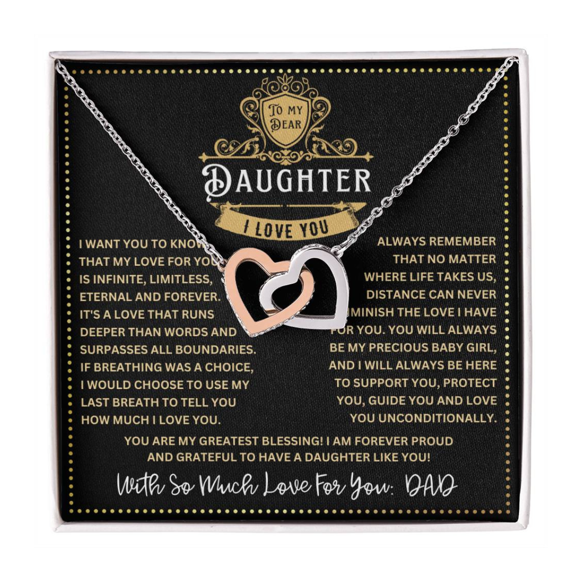 JGF Jewelry Gifts for Family My Daughter Is A Doctor Interlocking Hearts Necklace From Dad