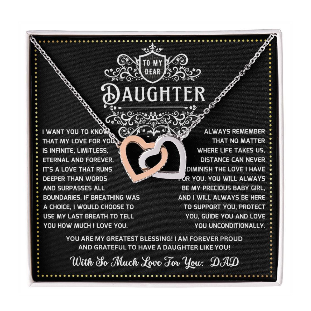 JGF Jewelry Gifts for Family Daughter 18th Birthday Gift From Dad Interlocking Heart Necklace