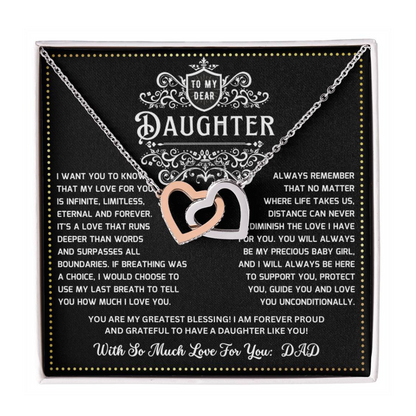 JGF Jewelry Gifts for Family Daughter 18th Birthday Gift From Dad Interlocking Heart Necklace