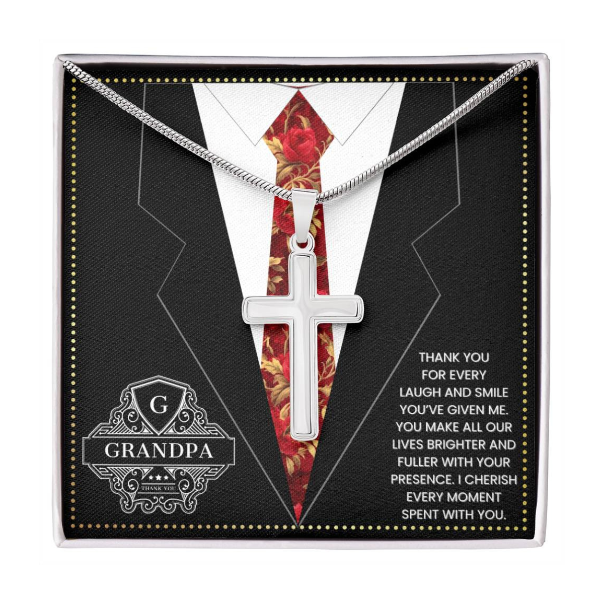 JGF Jewelry Gifts for Family Cross Necklace For Men Silver Grandpa Baseball Coach Gifts