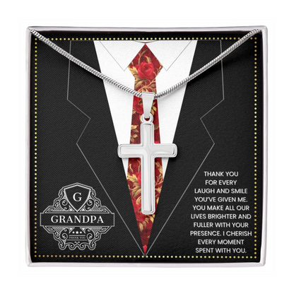 JGF Jewelry Gifts for Family Cross Necklace For Men Silver Grandpa Baseball Coach Gifts