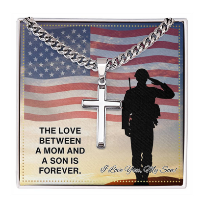 JGF Jewelry Gifts for Family US Military Army Soldier Cross Necklace For Son From Mom