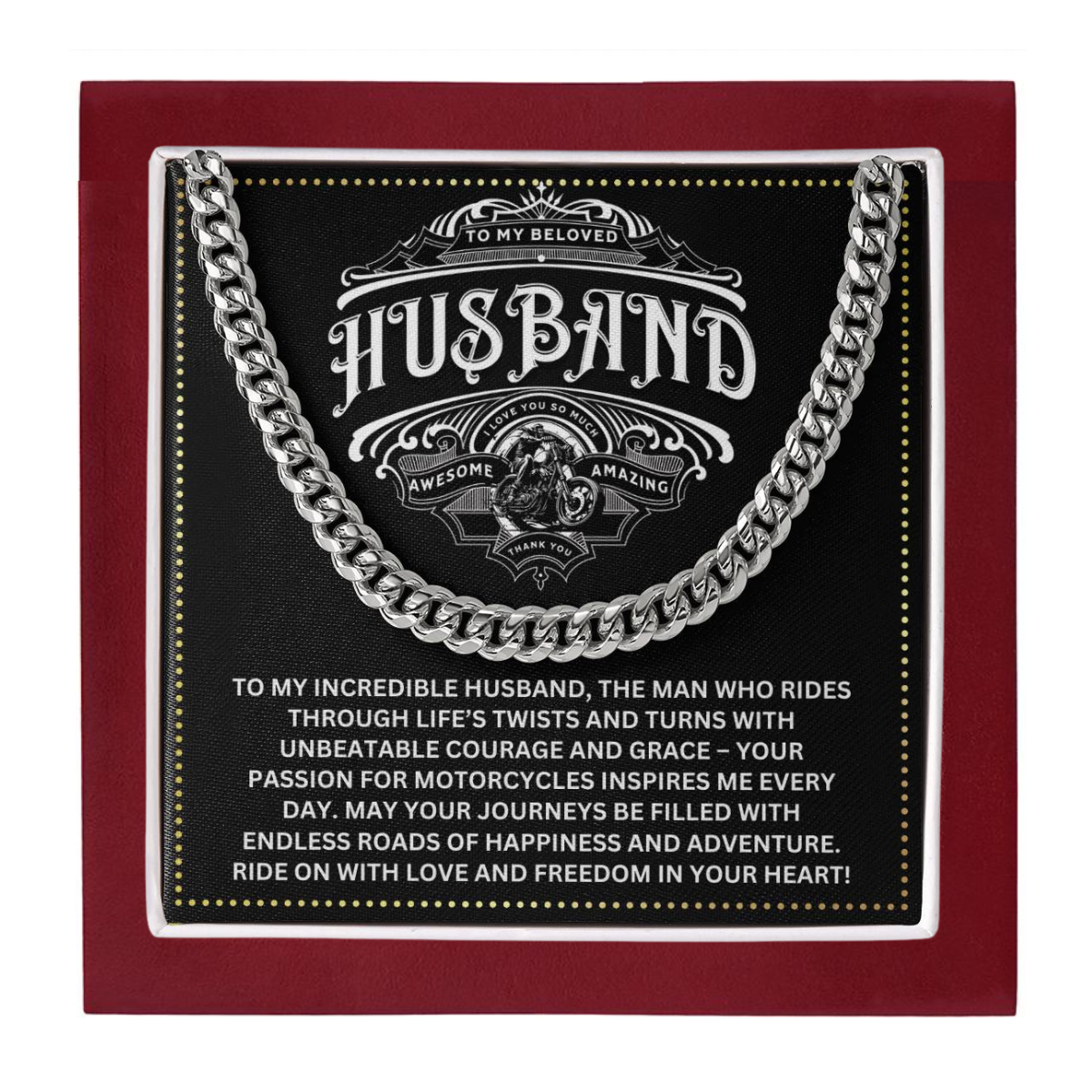 JGF Jewelry Gifts for Family Motorcycle Gifts For Husband Cuban Chain Necklace