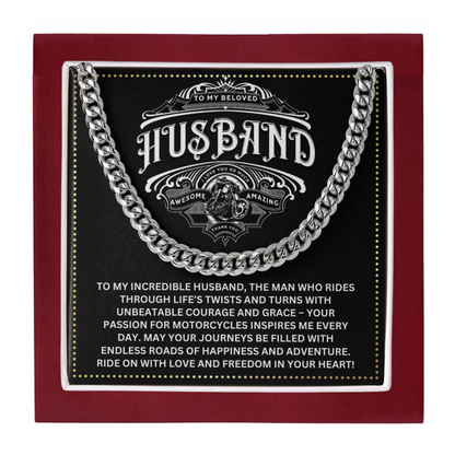 JGF Jewelry Gifts for Family Motorcycle Gifts For Husband Cuban Chain Necklace