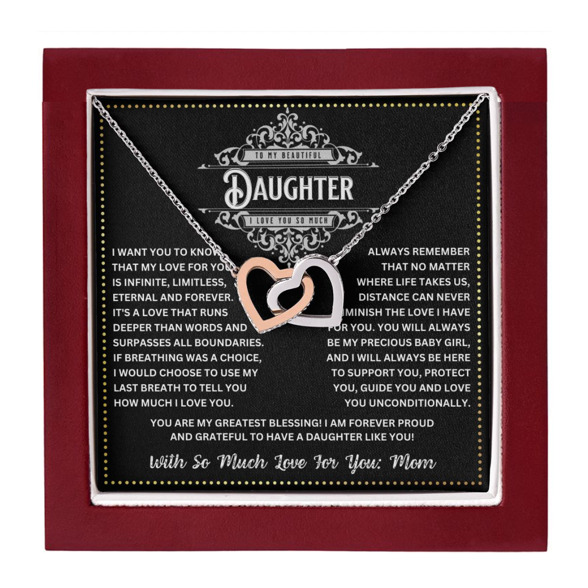 JGF Jewelry Gifts for Family 2 Two Hearts Intertwined Necklace Birthday Gifts For My Young Adult Daughter