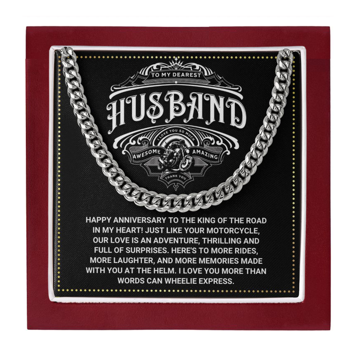 JGF Jewelry Gifts for Family Motorcycle Husband Gifts 50 Cuban Necklace From Wife