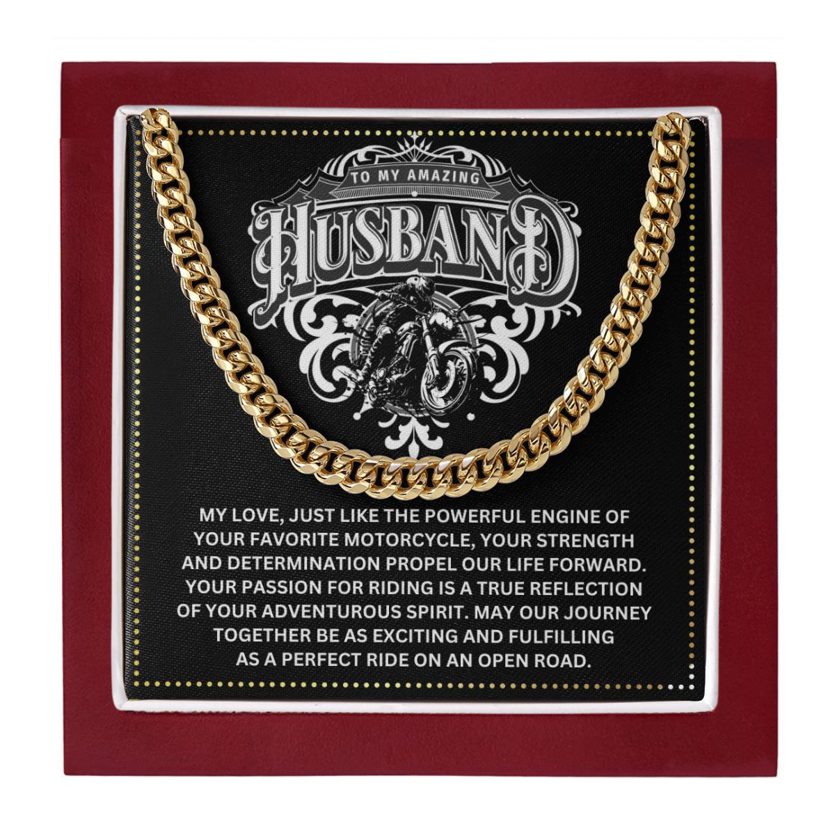 JGF Jewelry Gifts for Family Cuban Chain Necklace Motorbike Rider Gifts For Men