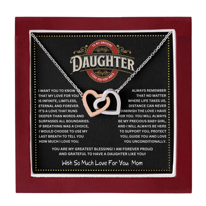 JGF Jewelry Gifts for Family I love You Daughter Necklace From Mom Double Heart