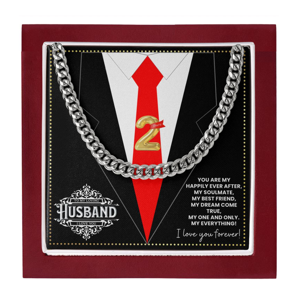 JGF Jewelry Gifts for Family 2nd Second Anniversary For Husband Chain Necklace For Men