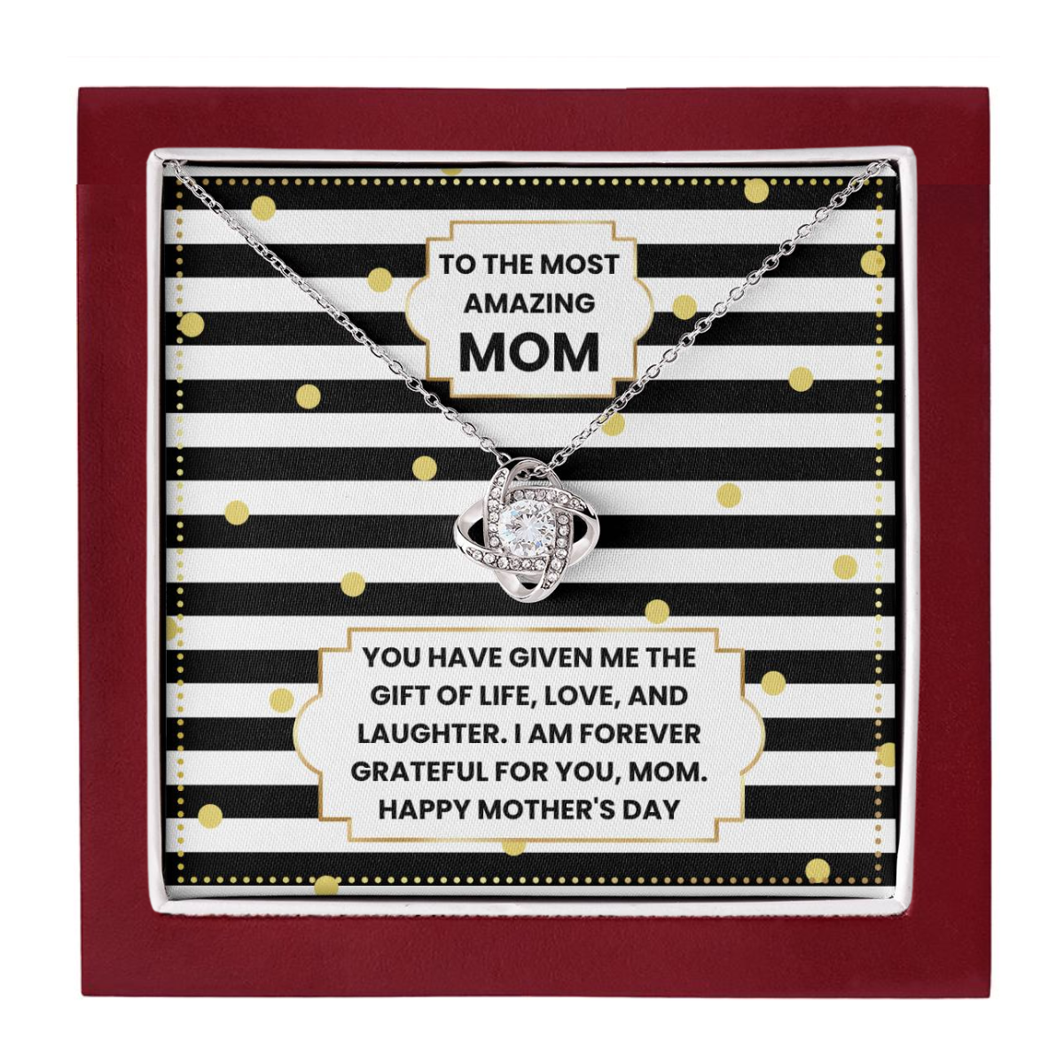 JGF Jewelry Gifts for Family Love Knot Necklace Mothers Day Gifts From Son And Daughter In Law