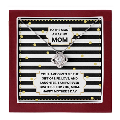 JGF Jewelry Gifts for Family Love Knot Necklace Mothers Day Gifts From Son And Daughter In Law