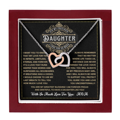 JGF Jewelry Gifts for Family To My Daughter Necklace From Dad And Mom Interlocking Heart Necklace