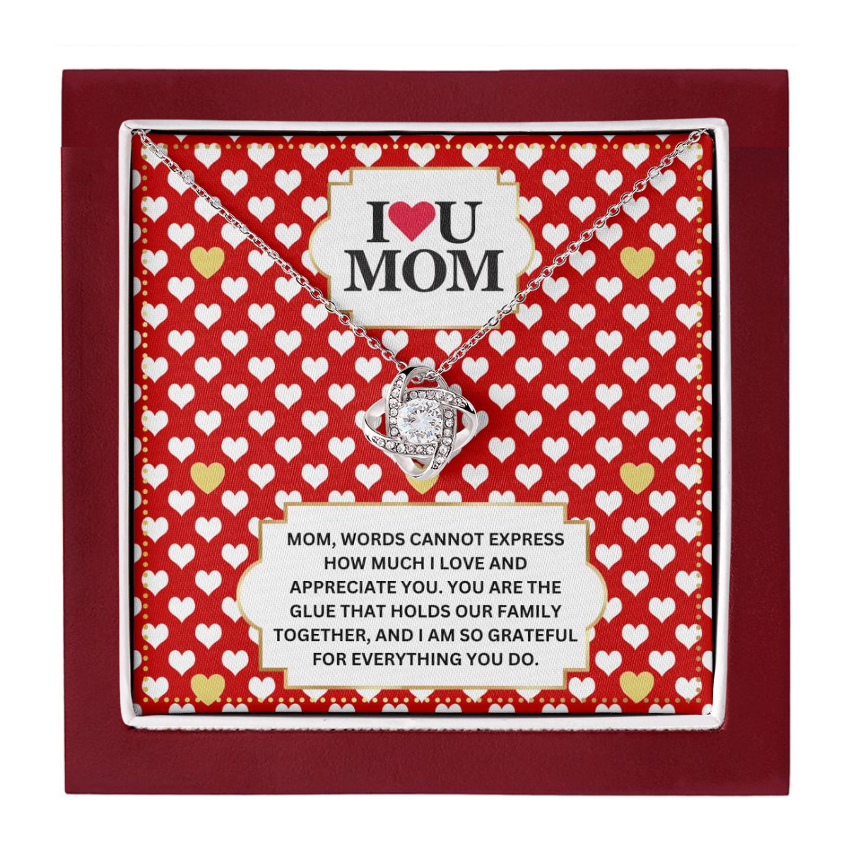 JGF Jewelry Gifts for Family I Love You Mom Message Card Necklace For Mommy