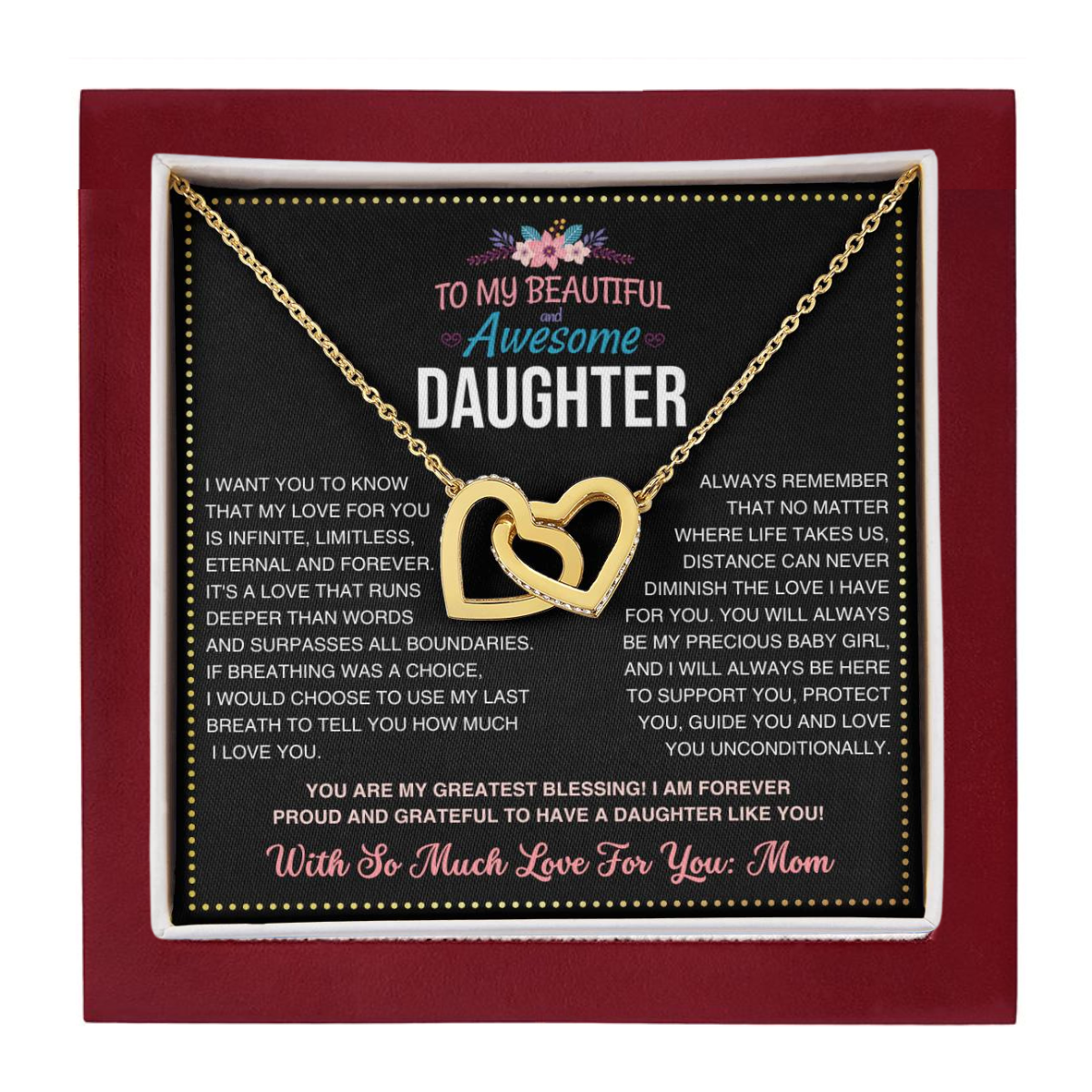 JGF Jewelry Gifts for Family Daughter Necklace From Mom Double Heart Necklaces For Women