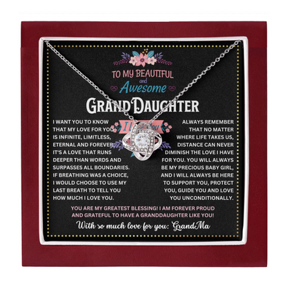 JGF Jewelry Gifts for Family Love Knot Necklaces For Granddaughter From Grandmother