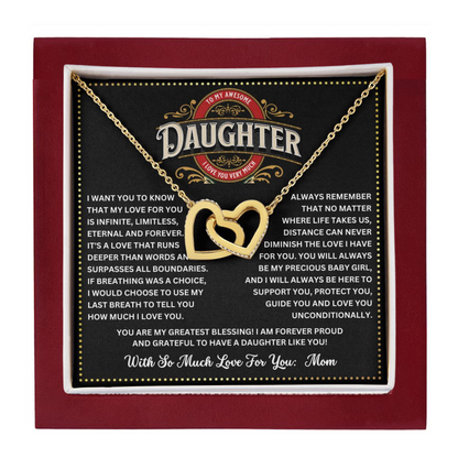 JGF Jewelry Gifts for Family Double Heart To My Daughter Necklace From Mom