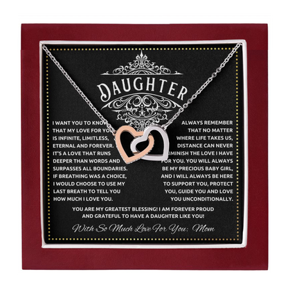 JGF Jewelry Gifts for Family To My Daughter Necklace From Mom Double Hearts