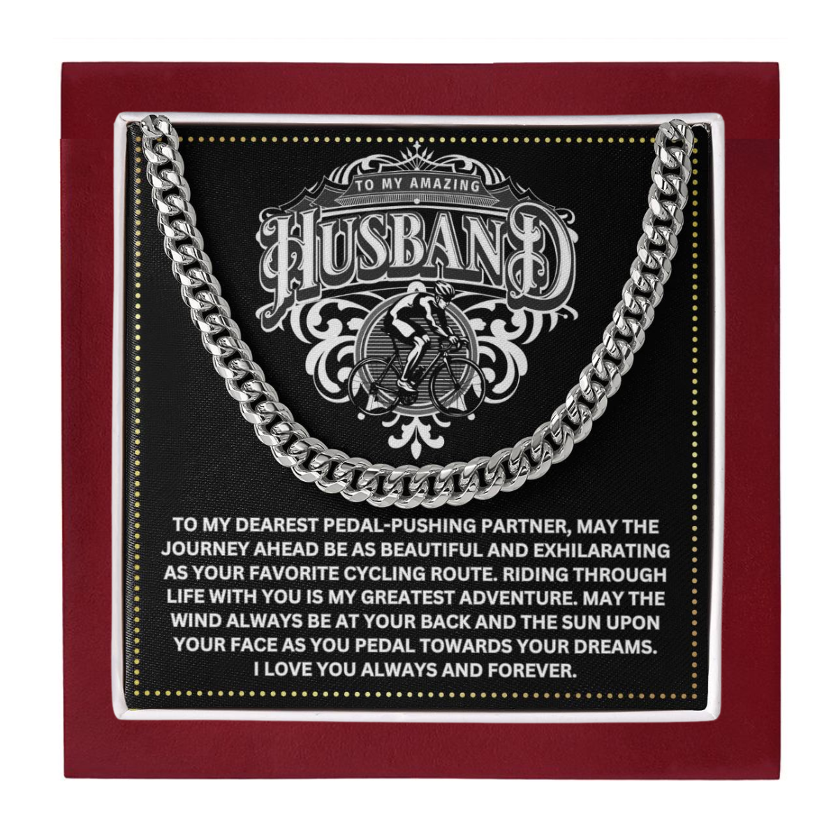 JGF Jewelry Gifts for Family Cuban Link Necklace For Men Bicycle Husband Gifts 50th Birthday