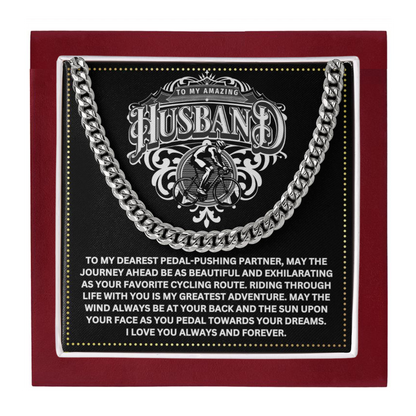 JGF Jewelry Gifts for Family Cuban Link Necklace For Men Bicycle Husband Gifts 50th Birthday
