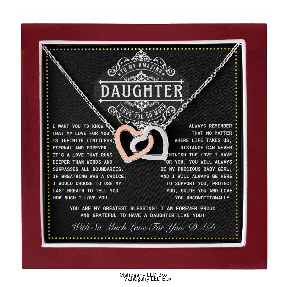 JGF Jewelry Gifts for Family Interlocking Hearts Necklace 18th Birthday Card Daughter From Dad