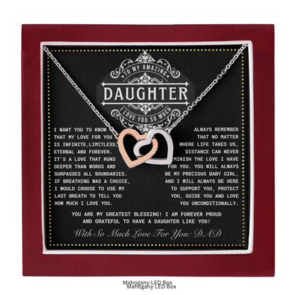 JGF Jewelry Gifts for Family Interlocking Hearts Necklace 18th Birthday Card Daughter From Dad