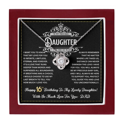 JGF Jewelry Gifts for Family Happy 16th Birthday Card Daughter Love Knot Necklace