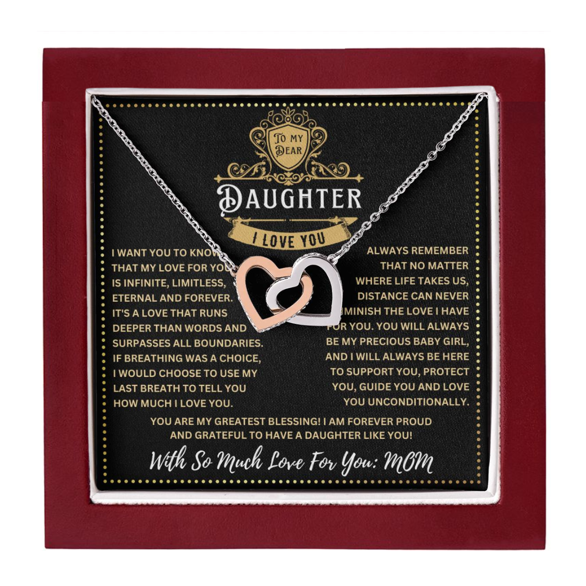 JGF Jewelry Gifts for Family Interlocking Heart Necklace Daughter Gifts From Mom Sterling Silver