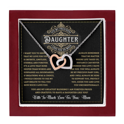 JGF Jewelry Gifts for Family Double Hearts Linked Necklace For Daughter From Mom