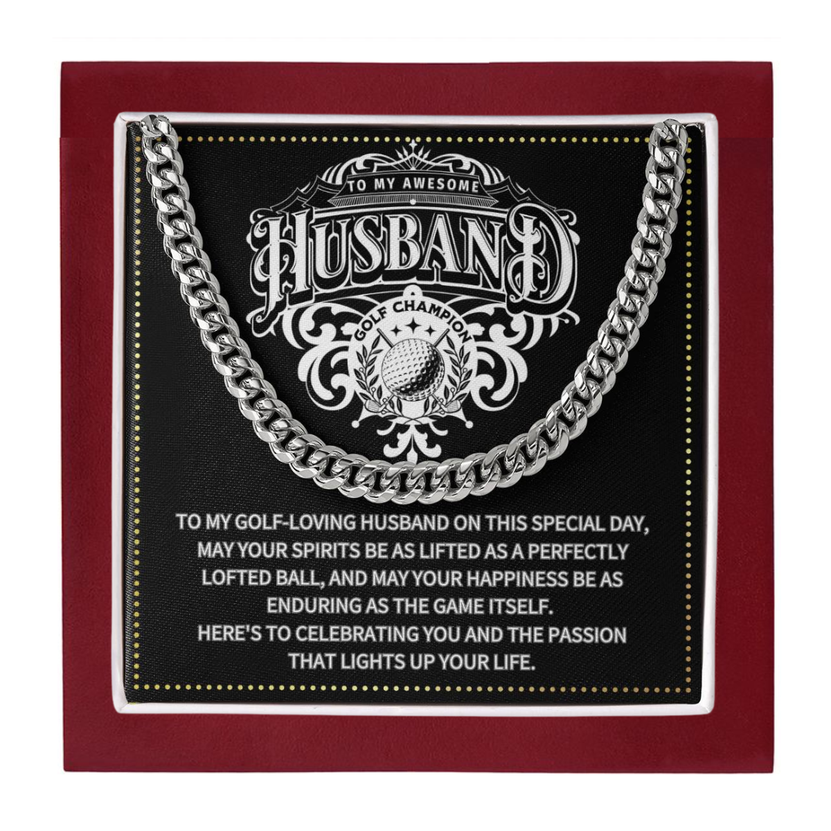 JGF Jewelry Gifts for Family Husband Golf Gift Ideas Cuban Chain Necklace