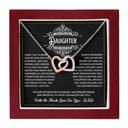 JGF Jewelry Gifts for Family Necklace For Daughter From Dad Interlocking Hearts