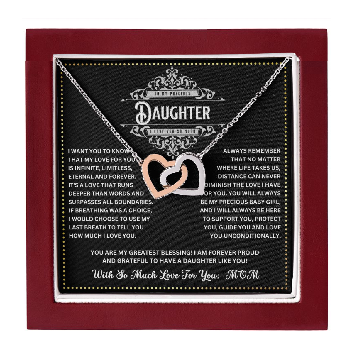 JGF Jewelry Gifts for Family Adult Daughter Easter Basket Gifts Intertwined Hearts Necklace