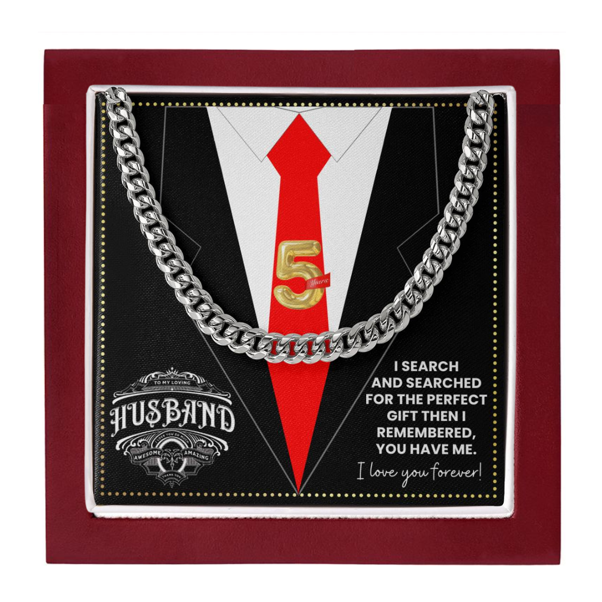 JGF Jewelry Gifts for Family 5th Fifth Anniversary For Husband Chain Necklace For Men