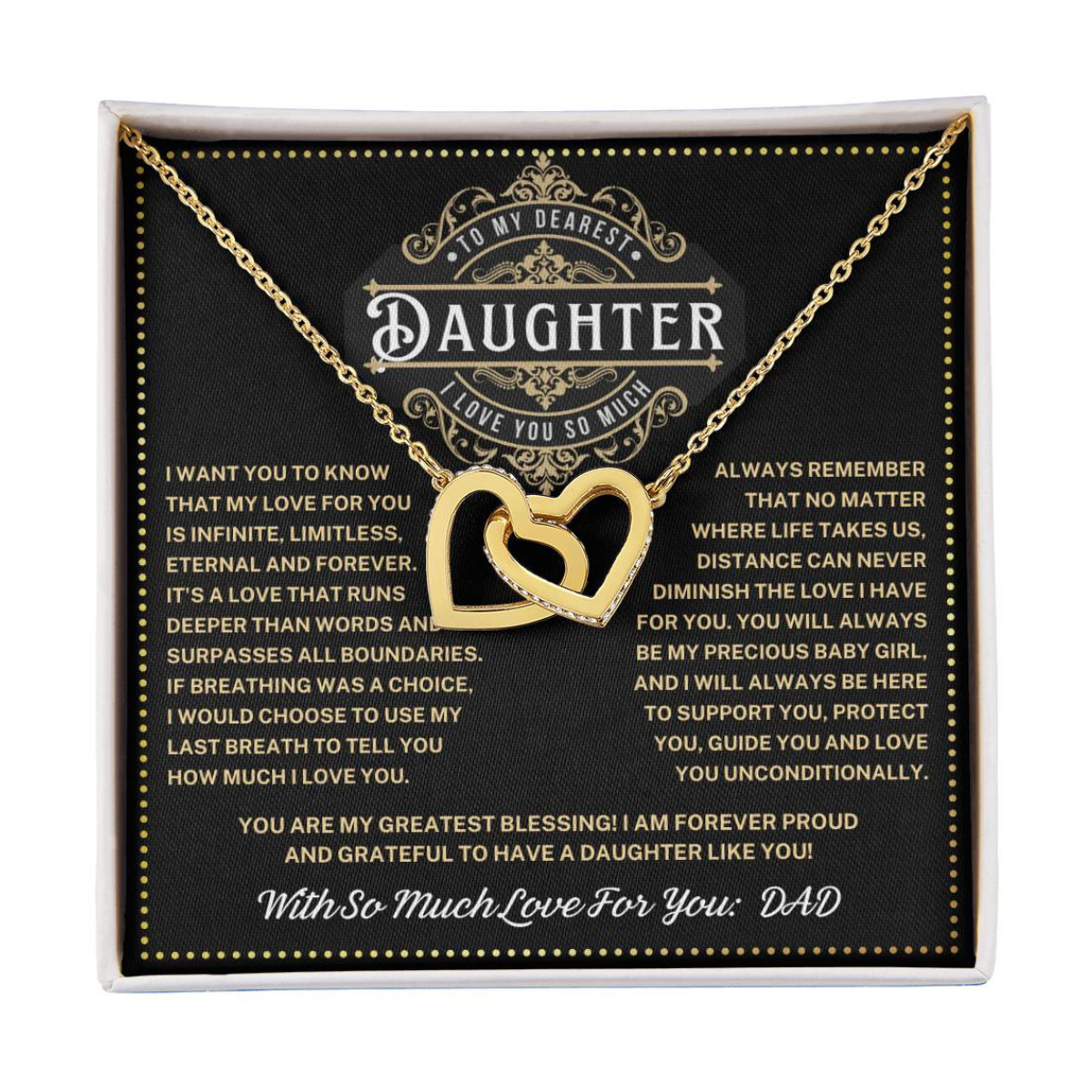 JGF Jewelry Gifts for Family High School Graduation Gifts For Daughter From Dad Interlocking Hearts Necklace