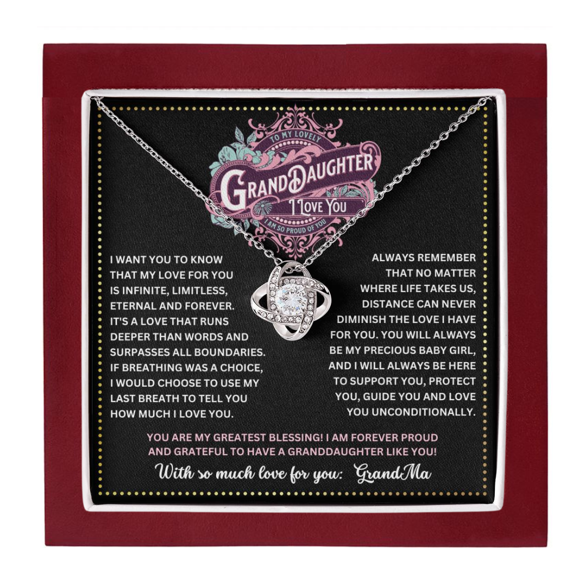 JGF Jewelry Gifts for Family To My Granddaughter Necklace From Grandmother