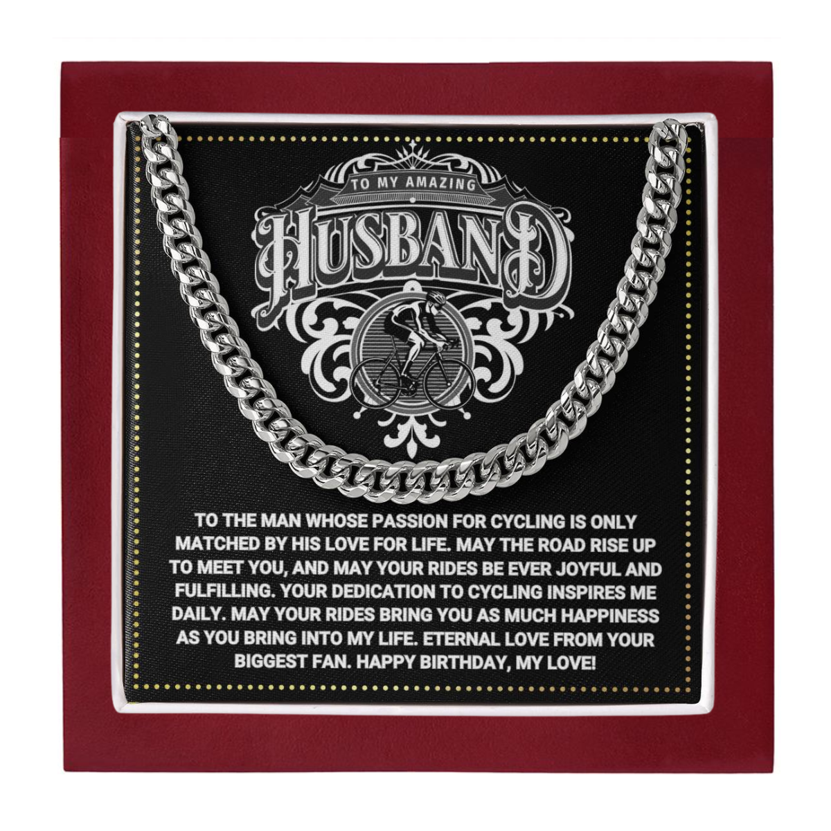 JGF Jewelry Gifts for Family Cyclist Husband Gifts Cuban Chain Necklace Silver